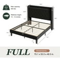 thumbnail image 4 of Einfach Full Bed Frame, Upholstered Platform Bed with Storage Wingback Headboard and Fast Charging Hub, No Box Spring Required, Black, 4 of 13