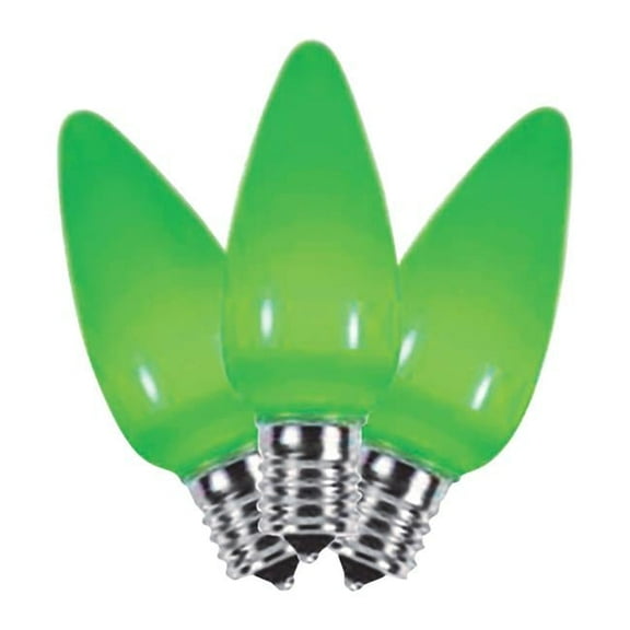 LED C9 Smooth Ceramic Christmas Light Bulbs, Green, 2 in. - 25 Lights - Pack of 25