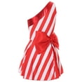 thumbnail image 6 of Zaldita Women's Christmas Candy Cane Striped Dance Dress Striped One Shoulder Sleeveless Mini Dress Red L, 6 of 7