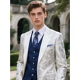thumbnail image 3 of Blue Floral Mens Ties Classic Woven Business Necktie Pocket Square Set Wedding with Handkerchief, 3 of 7
