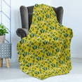 thumbnail image 4 of Floral Soft Flannel Fleece Throw Blanket, Forest Pattern with Flowers and Leaves in Scandinavian Style, Cozy Plush for Indoor and Outdoor Use, 70" x 90", Yellow Azure Blue, by Ambesonne, 4 of 5