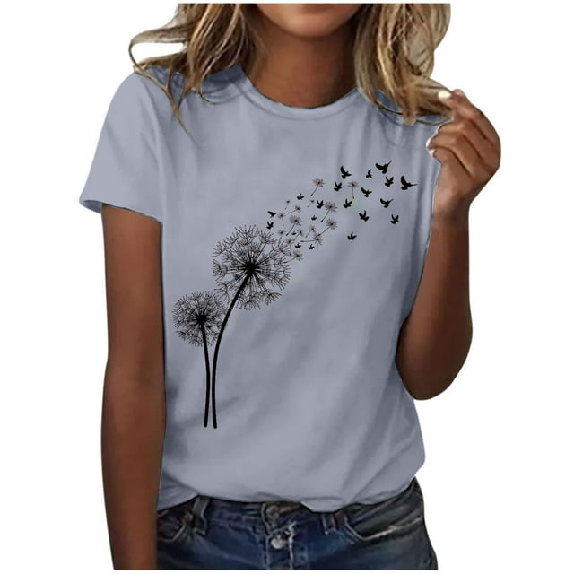 T-Shirt Graphique pour Femmes, T-Shirt Vintage à Manches Courtes Col Rond Décontracté, Tissu Doux et Respirant avec Imprimé, pour Usage Quotidien, Sorties, Activités Légères