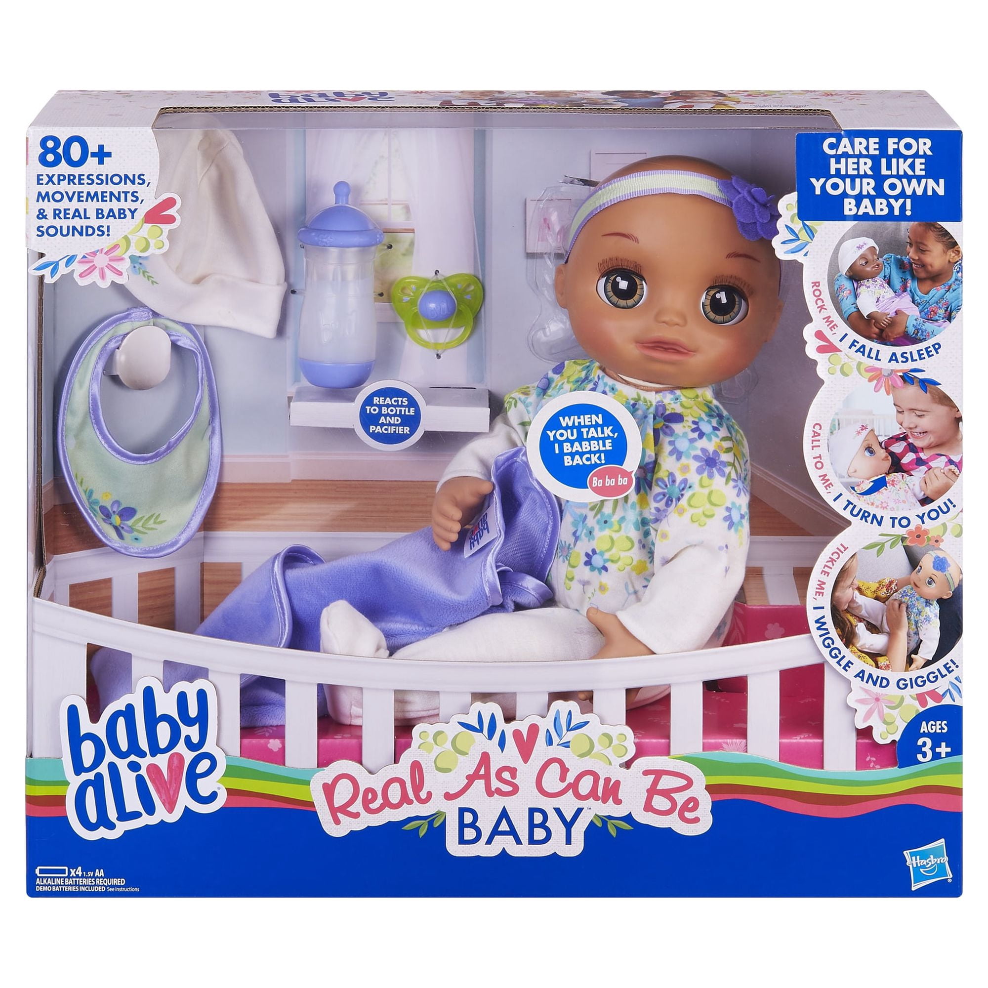 Baby Alive Real As Can Be Baby: Realistic Baby Doll, 80+ Lifelike Expressions, Movements & Real Baby Sounds, With Doll Accessories, Toy for Girls and Boys 3 and Up