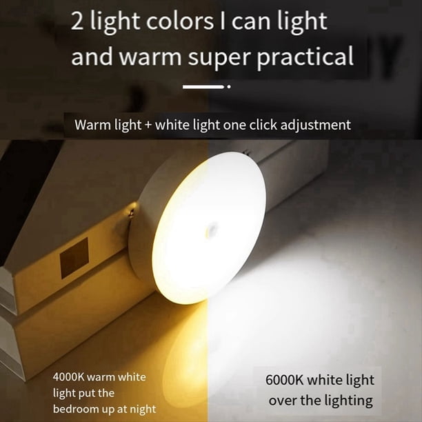 Paquete de 4 Luces Nocturnas LED con Sensor de Movimiento, Decoración de Pared Recargable por USB, Lámpara de Noche para Dormitorio, Frío