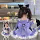 thumbnail image 3 of Vestido de princesa de dibujos animados Sanrioed Lolita Kuromi para niñas, moda Kawaii, dulce Lazo, manga larga, vestido hinchado, regalo para niños, 3 of 5