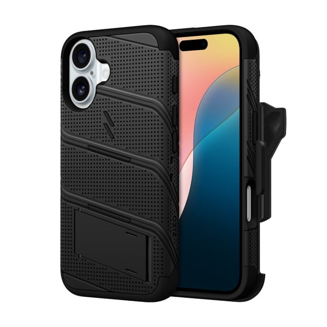 ZIZO BOLT Bundle Case with Tempered Glass For iPhone 16 - Black