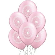PMU 11 Inches Round Pink Baptism Dove Latex Balloon Pkg/12