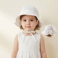 thumbnail image 2 of Tigivemen Baby Sun Hat Toddler Girls Fisherman Bucket Hats with Lace Bow Summer Outdoor Sunhats White Size 1-3 Years, 2 of 8