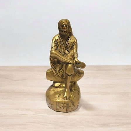 Brass Shree Sai Baba Ji Metal Statue For Temple, Office Décor 4.5 Inch Figurine Idol Sculpture Gift