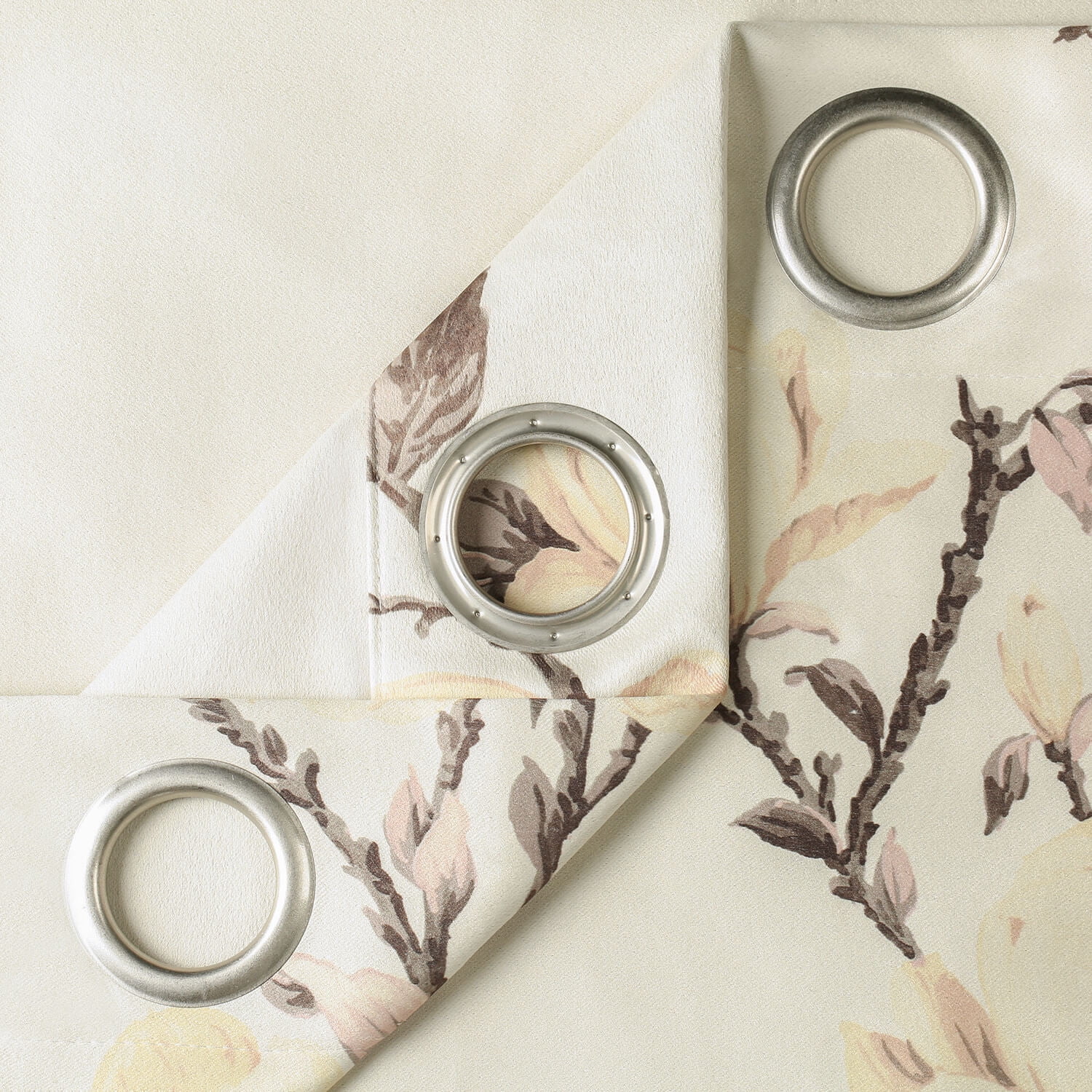VOGOL Magnolia Flower Blackout Curtains for Bedroom, Grommet Thermal Insulated Room Darkening Curtains for Living Room Patio Door Window Drapes, 2 Panels, W52 x L63