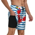 thumbnail image 2 of Honeii Red Funny Crab on Blue Stripe Print Men's Swim Shorts,Mens Swim Trunks,Breathable Mesh Beach Shorts for Swimming,Surfing, and Beach Activities-XX-Large, 2 of 6