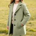 thumbnail image 2 of ITSAME Girls Notched Lapel Wool Blend Coat Single Breasted Mid Length Trench Outerwear with Pockets Size 8, 2 of 9