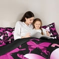 thumbnail image 5 of Castle Fairy Gradient Butterflies Girl Full Size Comforter Sets,Pink Ribbon Bedding Sets, 5 of 8