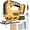 Yellow- DeWALT Compatible, variant on Jig Saw Compatible with Dewalt 20V Max Battery (No Battery), Cordless Jig Saw Brushless Jigsaw Tool with LED Light, 0°- 45° Bevel Cuts, 3 Orbital Settings for Straight/Curve/Circle Cutting