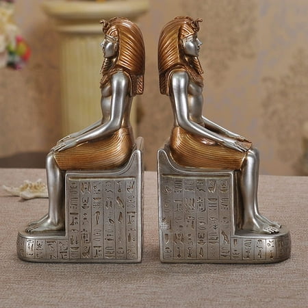 

TimeStamp Decorative Bookends Rustic Unique Egyptian Pharaoh Sculpture Book Ends Stoppers Holder Non