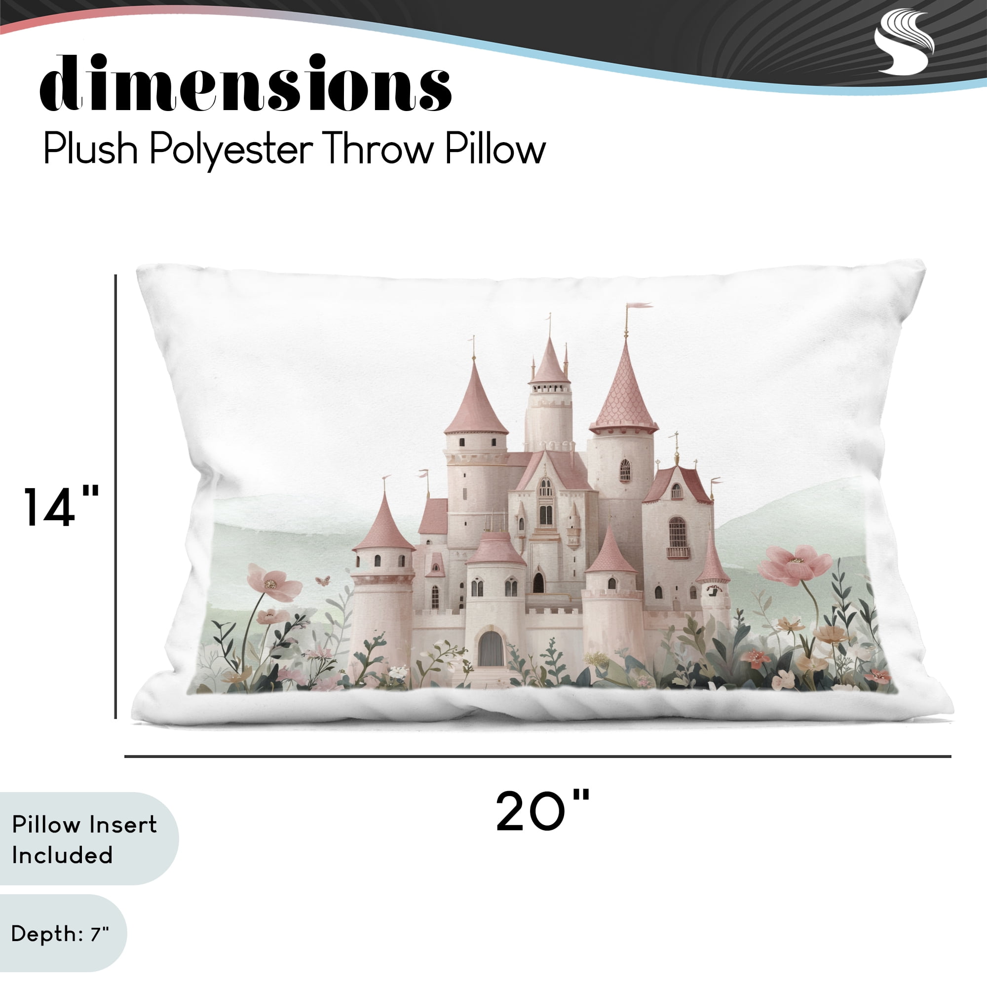 Stupell Industries A Castle For Princess Decorative Printed Throw Pillow, design by Christine Simpson Art, 14 x 7 x 20