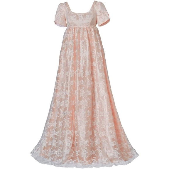 Edwina Dress Regency Dress High Waisteline Floral Tea Party Gown for Women