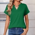 thumbnail image 5 of Dwellite T-Shirts Short Sleeve V Neck Tees Tops for Women Fashion Lightweight Soft Casual Summer Clothes 2026 Green M, 5 of 6