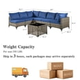 thumbnail image 4 of Ovios 7 Pieces Outdoor Patio Furniture Set PE Wicker Rattan Sofa Set with Solar Table, Navy Blue, 4 of 8