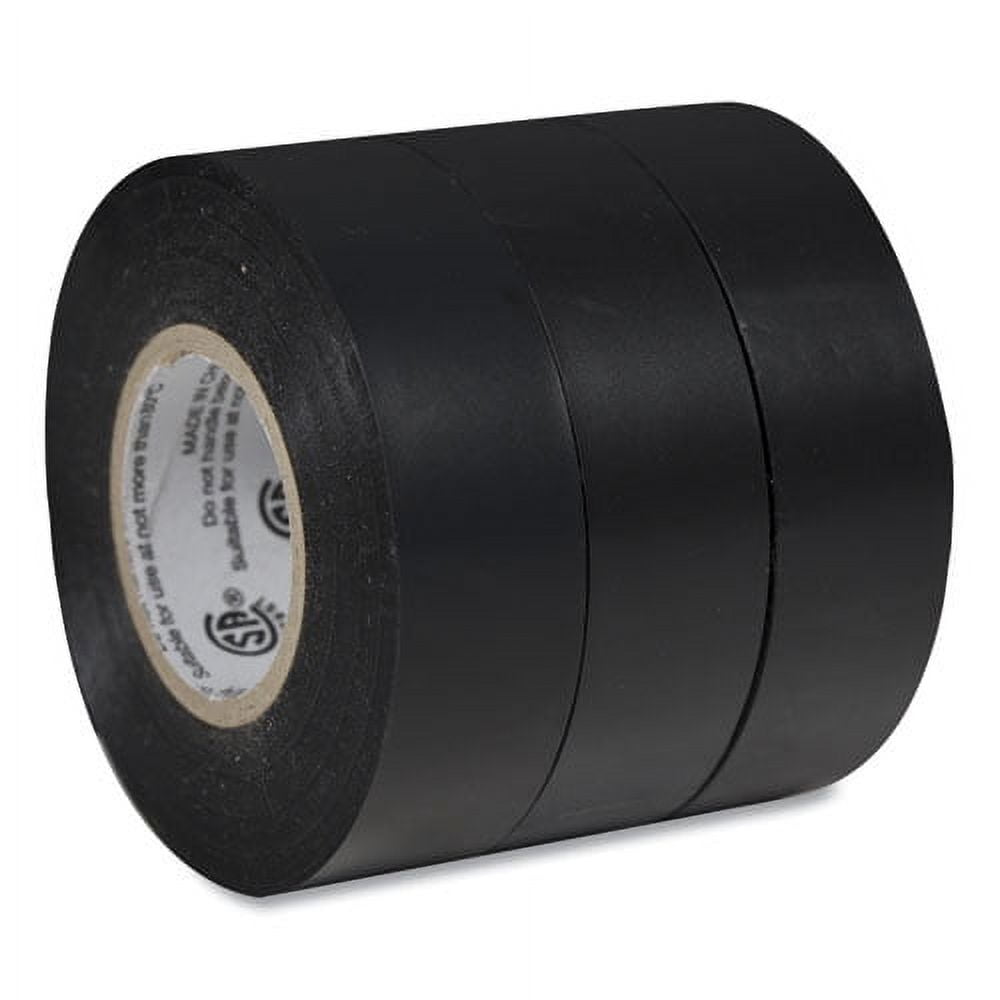Pro Electrical Tape, 1" Core, 0.75" X 50 Ft, Black, 3/pack | Bundle of 2 Packs