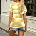 thumbnail image 5 of Women'S Striped Short Sleeve Shirts Summer Comfy Casual V-Neck Basic T-Shirt Loose Fit Lightweight Daily Wear Tops Yellow, 5 of 5
