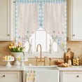 thumbnail image 4 of Happy Easter Swag Valance Curtains Plaid Rabbit Flower Blue Plaid Background Rod Pocket Swag Curtains Small Window Treatments for Kitchen Bathroom Bedroom 36" W x 45" L, 2 Panels, 4 of 9