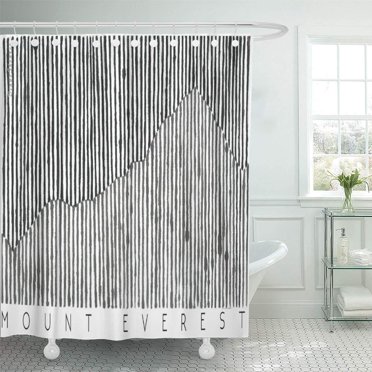 Libin Mountain Mount Everest Ink Painting Nature Travel Black White Shower Curtain 66x72 inch