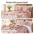 thumbnail image 5 of Regency Heights Twin Size Quilt Set, 3-Piece Lightweight Reversible Floral Coverlet Bedding Set, Coral Botanical Garden Print Quilt Bedspread with Matching Pillow Sham, 5 of 9