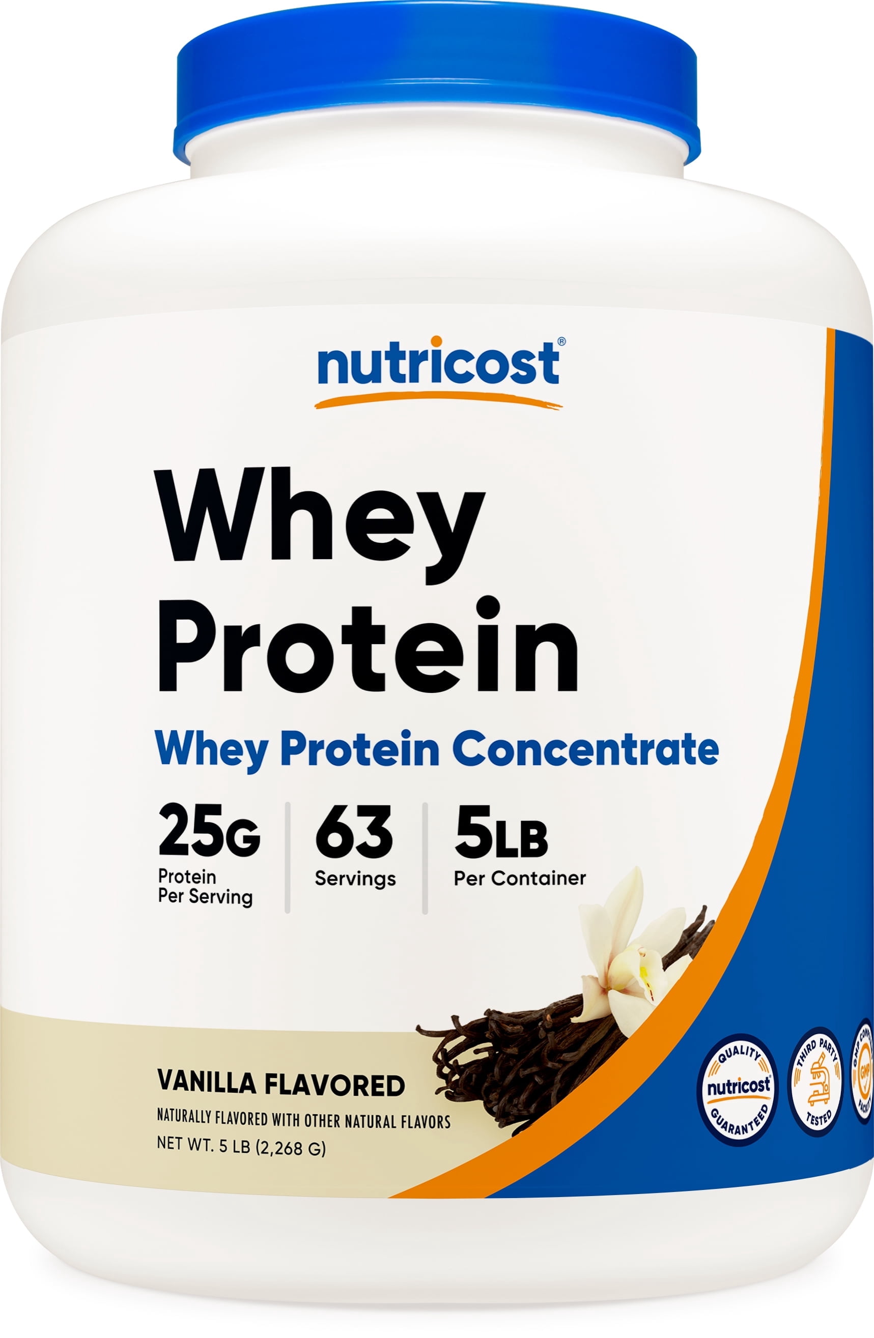 Nutricost Whey Protein Concentrate Powder (Vanilla) 5LBS - Gluten Free, Non-GMO Supplement
