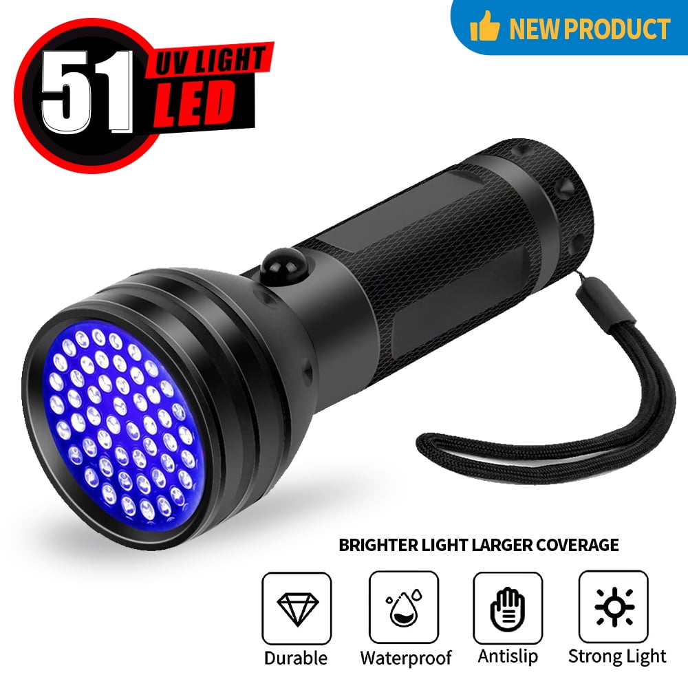 UV Flashlight Black Light, 51 LED 395 nM Flashlight Perfect Detector for Pet (Dog and Cat) Urine and Dry Stains, Handheld Blacklight for Scorpion Hunting