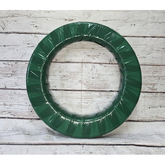 Green Wrapped Styrofoam EPS Wreath Form 16" with Rounded Edges