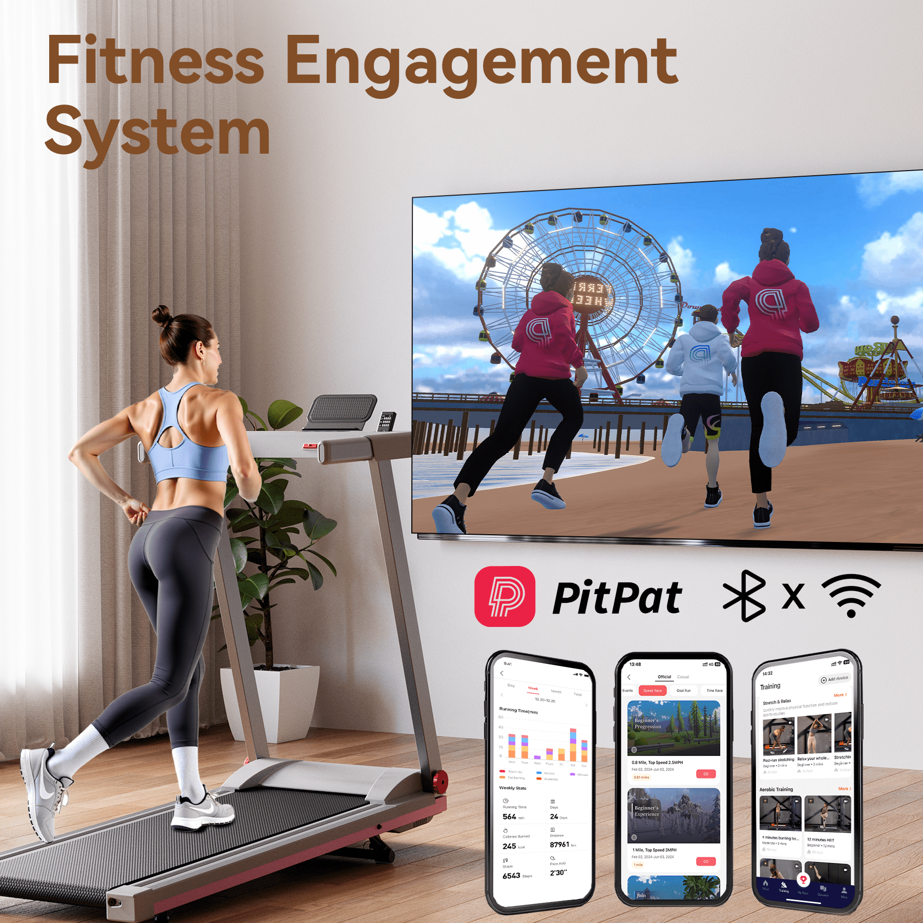 4-in-1 Treadmills Folding Smart Treadmill with 6% Incline,7.5MPH,300 lbs,Folding Electric Motorized Treadmill With Speaker
