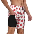 thumbnail image 2 of Kdxio Cartoon Strawberry Print Men's Swim Trunks with Compression Liner 7 Inch Inseam Quick Dry Swim Shorts, 2 of 7