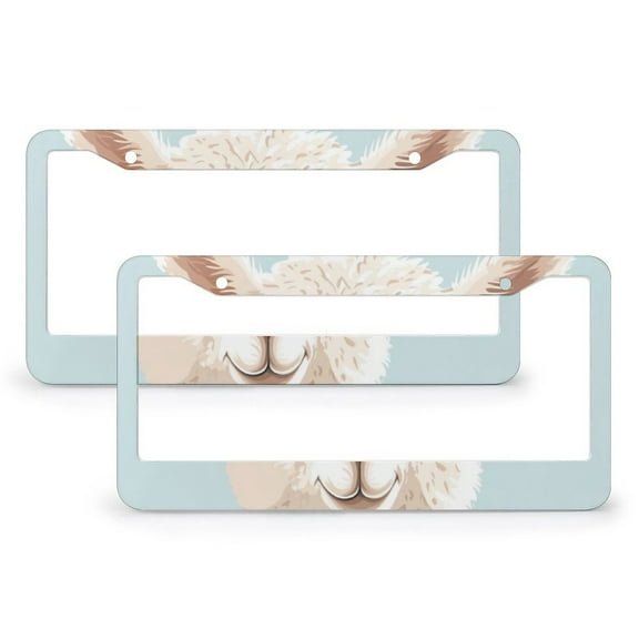 Funny Llama License Plate Frames 2 Pack Funny Cartoon Animals License Plate Cover License Plate Novelty License Plate Frame for US and CA Quality Aluminum Metal License Plate Frame