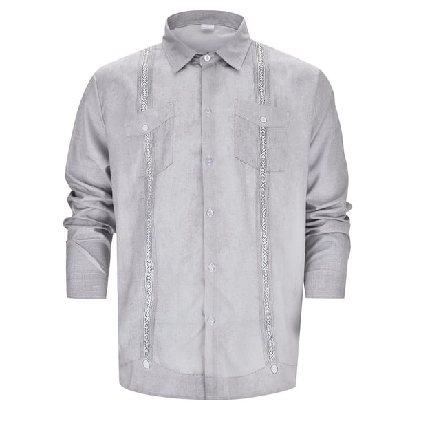 Camisas Para Hombre Manga Larga Camisa de manga larga para hombre, camisa con botones, blusa informal de negocios para hombre (Grey, L)
