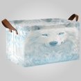 thumbnail image 2 of 2Pack Waterproof Foldable Storage Basket Medium, Metal Frame & Hollow Board Support, for Clothes and Toy Organization The Proud White Wolf, 2 of 8