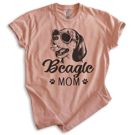 Beagle Mom T-shirt, Unisex Women's Shirt, Beagle Owner, Cool Dog Mom Gift, Heather Sunset, XX-Large
