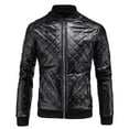 thumbnail image 1 of Chaqueta de piel y forro polar para hombre, chaqueta de moto, chaqueta de piel cálida Pompotops oipoqjl13735, 1 of 9