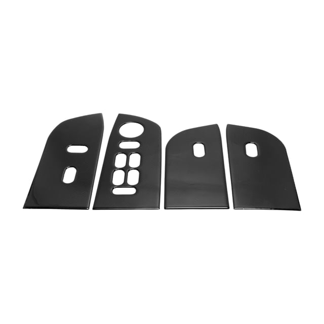 Cubierta del panel del interruptor de elevación de la ventana Unique Bargains para Ford F150 2004 2008 Delante y Detrás Etiqueta del botón de control de la ventana del automóvil Fibra de carbono negra