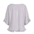 thumbnail image 4 of Miluxas Womens Striped Shirts Batwing Half Sleeve Round Neck Loose Tunic Shirts Cute Ruffle Trim Beach Vacation Outfits for Casual Summer White, 4 of 8