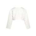 thumbnail image 2 of Zaldita Girls Long Sleeve Bolero Shrug Satin Cardigan Flower Kids Cape Cover Up for Wedding Pageant Ivory 9-10, 2 of 5