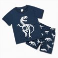 thumbnail image 2 of TOWED22 Toddler Baby Boy Summer Clothes Solid Color Waffle Short Sleeve T-shirt Shorts Set Infant Summer Outfit 2pcs(Navy,5-6 Y), 2 of 9