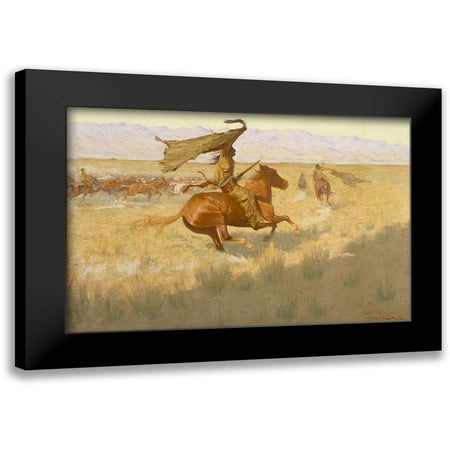 Remington, Frederic 14x11 Black Modern Framed Museum Art Print Titled - Change of Ownership