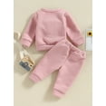 thumbnail image 4 of Bagilaanoe Toddler Baby Girl Long Pants Set Long Sleeve Sweatshirt Pullover Tops + Drawstring Sweatpants 6M 12M 18M 24M 3T Kids Casual Sweatsuits, 4 of 8