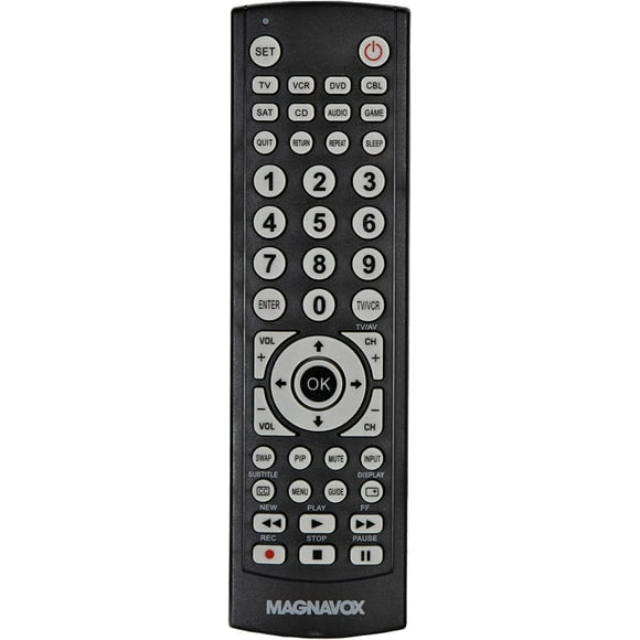 Magnavox 8-in-1 Universal Remote for TVs (TV), Digital TVs (DTV), DVD Players (DVD), VCR Players (VCR), Set top Boxes