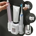 thumbnail image 4 of OULII 1Pack Convenient Toothpaste Holder and Toothbrush Storage Set Wall Mounted White Tpe for Adults in Bathroom, 4 of 8
