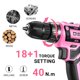 thumbnail image 3 of Set de taladros eléctricos inalámbricos Power Drill DEKO PRO de 20 V, color rosa, 3 of 8