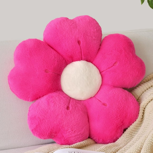 Almohada ZCNYCLAM de piel sintética decorativa con flores de 14.9 pulgadas, color rosa intenso