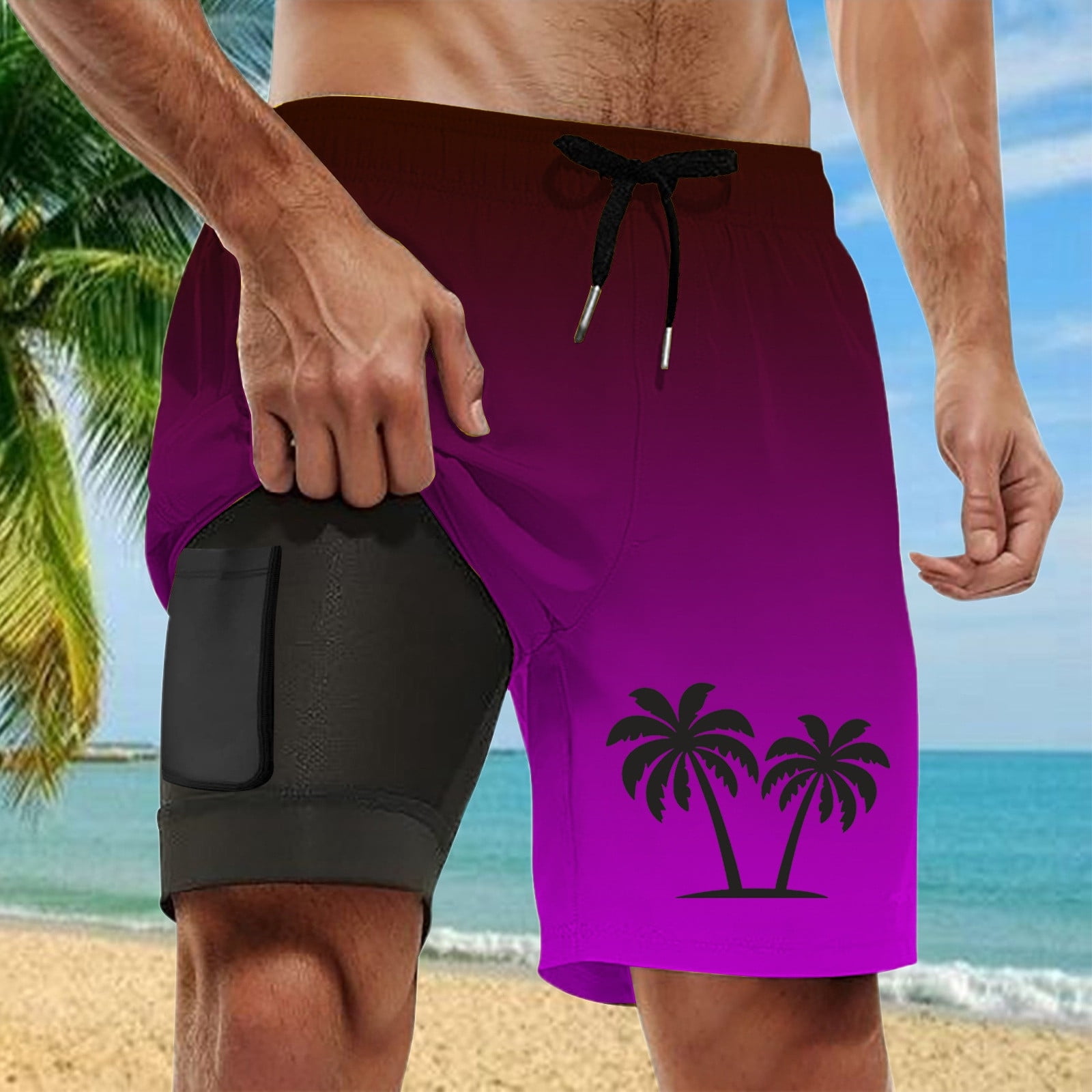 MuXiKeJi Clothes Mens Swim Trunks 9" Unlined Quick Dry Board Shorts with Zipper Pockets, 4-Way Stretch Bathing Suits for Beach