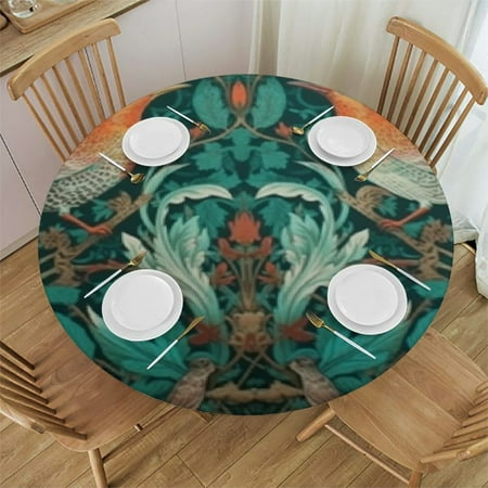 

BCIIG Flower Round Table Cover Stain Resistant Washable Indoor Outdoor Tablecloth Kitchen Dining Wedding Parties Waterproof 100% Polyester Fiber 42 -46